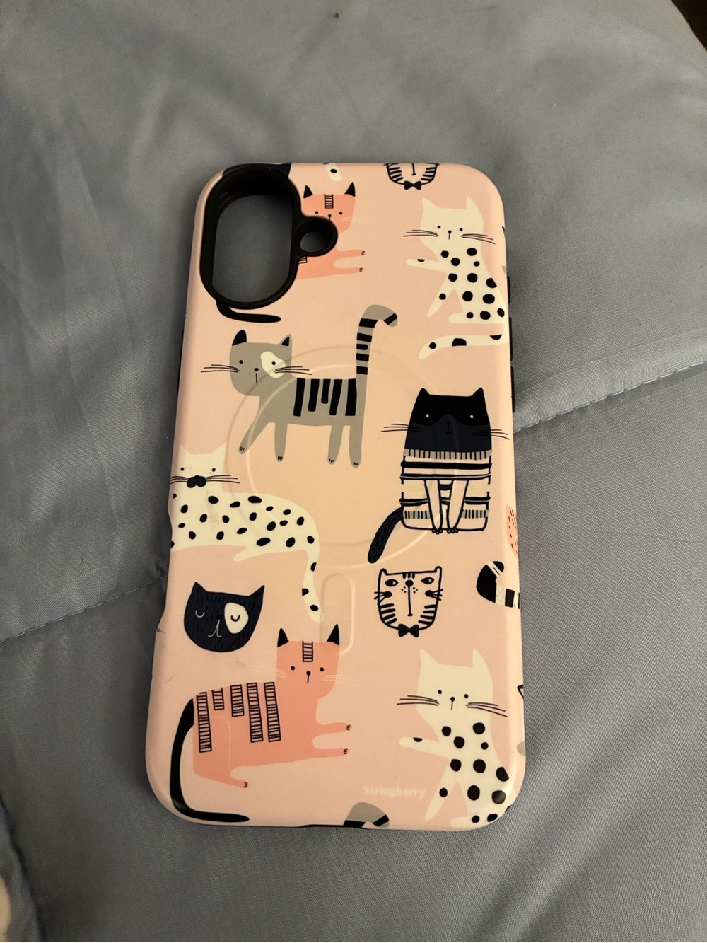 Pink Cat Pattern Protective iPhone 16 Plus Phone Case 6.7 inch